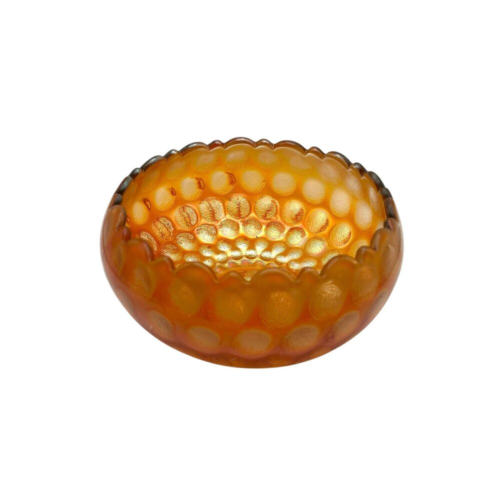Vintage Fenton Carnival Glass Stippled Coin Dot Marigold Bowl